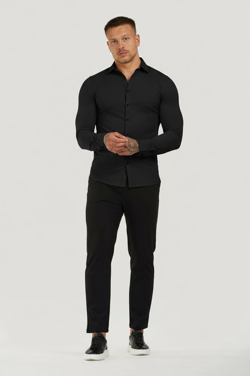THE ATHLETIC STRETCH SHIRT - SCHWARZ