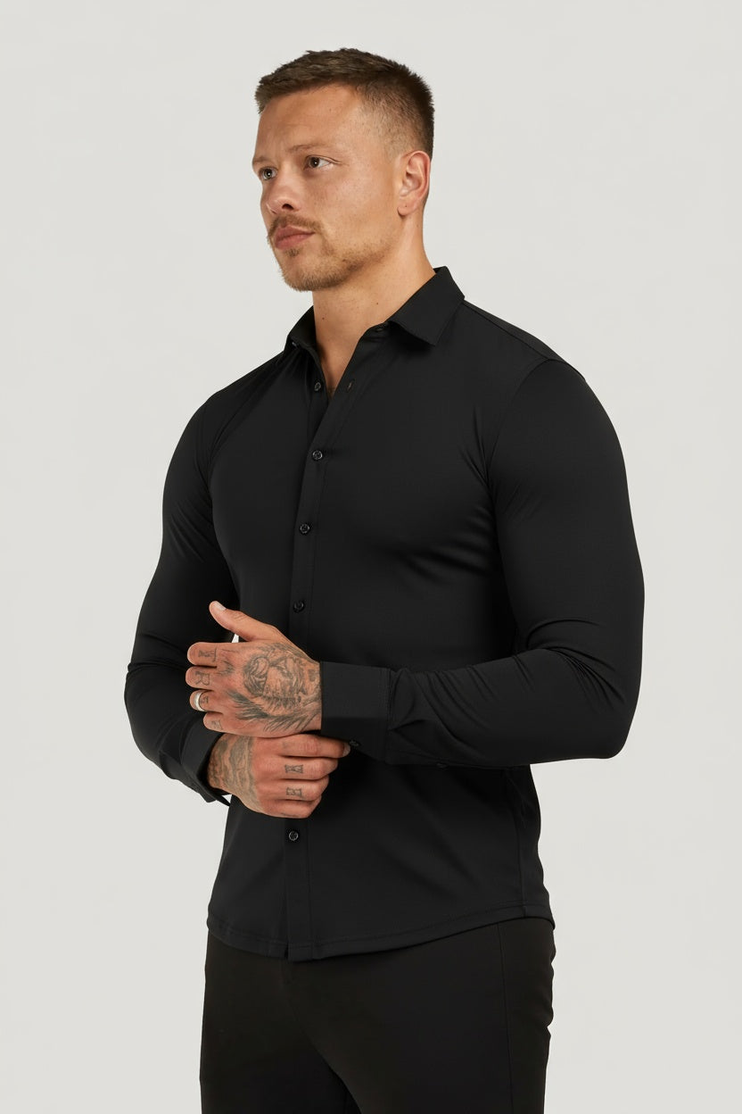 THE ATHLETIC STRETCH SHIRT - SCHWARZ