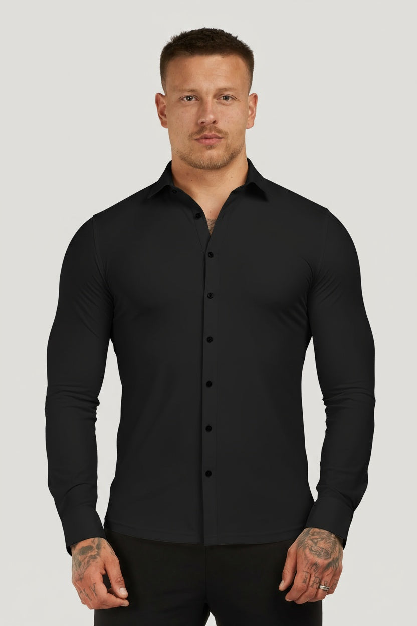 THE ATHLETIC STRETCH SHIRT - SCHWARZ