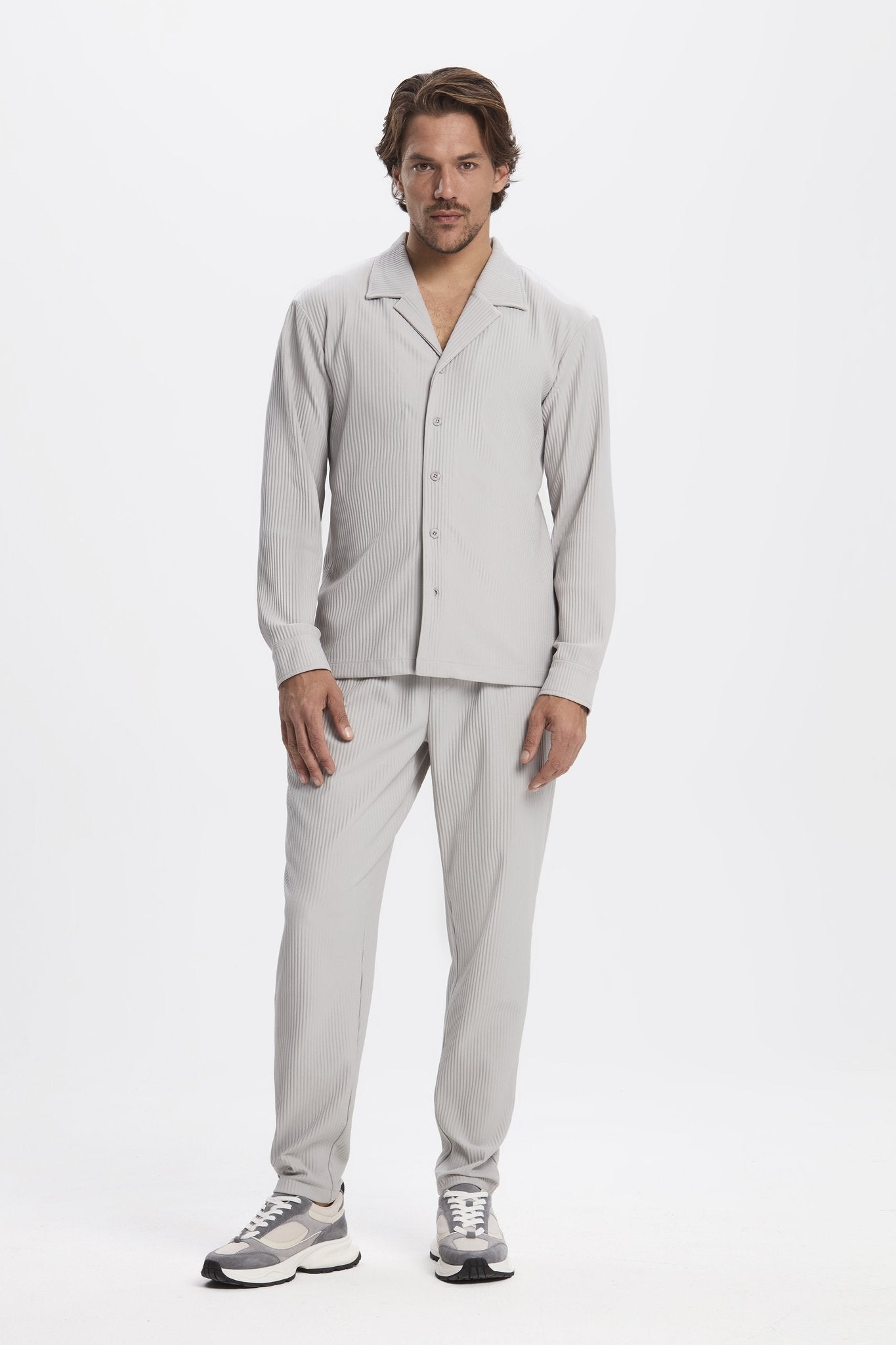 THE PLEATED LONG SET - GREY