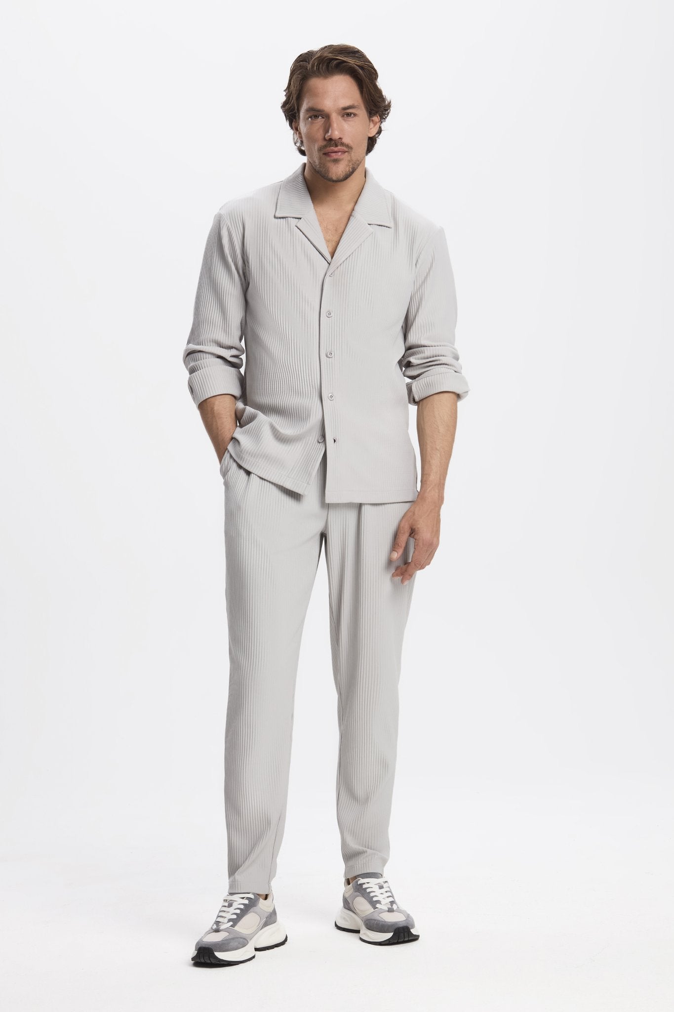 THE PLEATED LONG SET - GREY