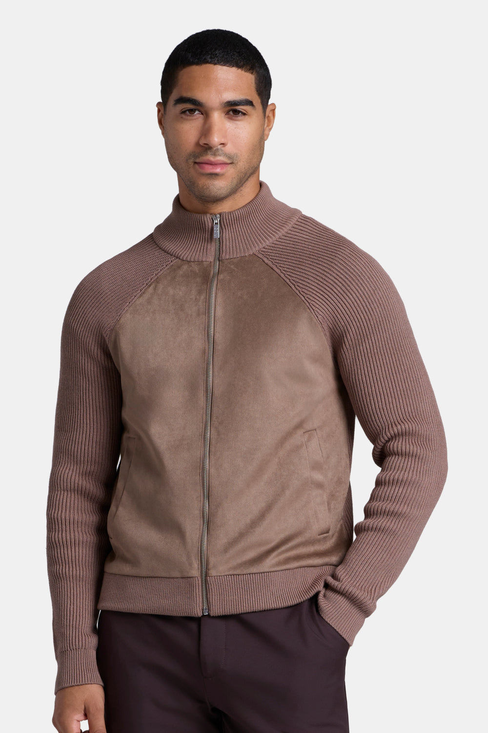 THE PIO FAUX SUEDE CARDIGAN