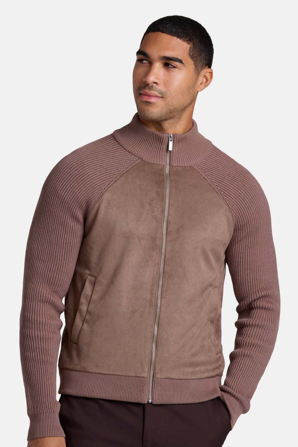 THE PIO FAUX SUEDE CARDIGAN
