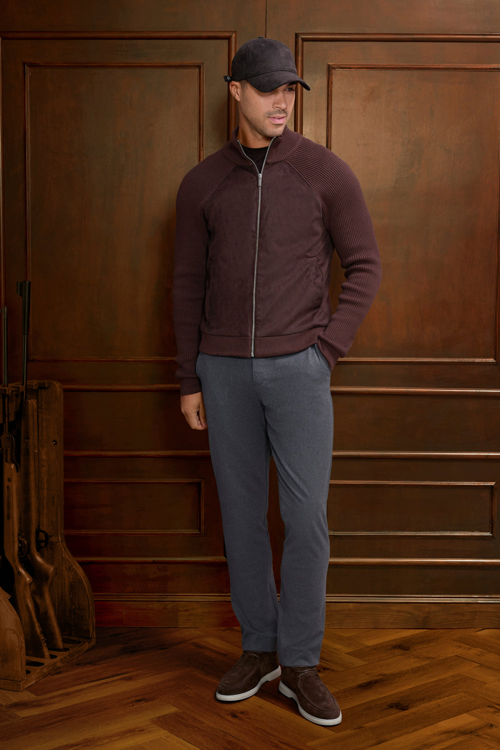 THE PIO FAUX SUEDE CARDIGAN