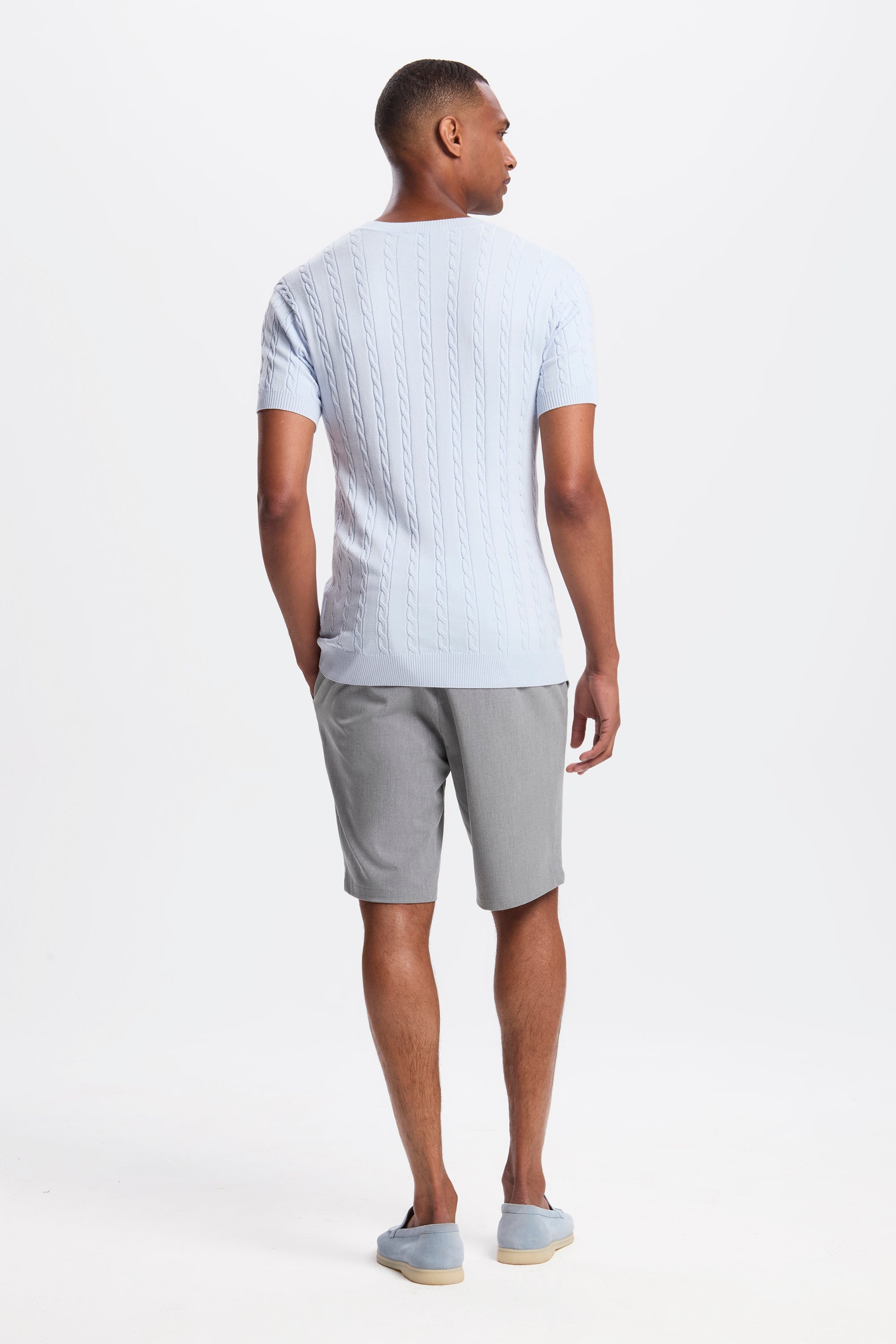 THE CABLE SHORT SLEEVE T-SHIRT - Mild Blue