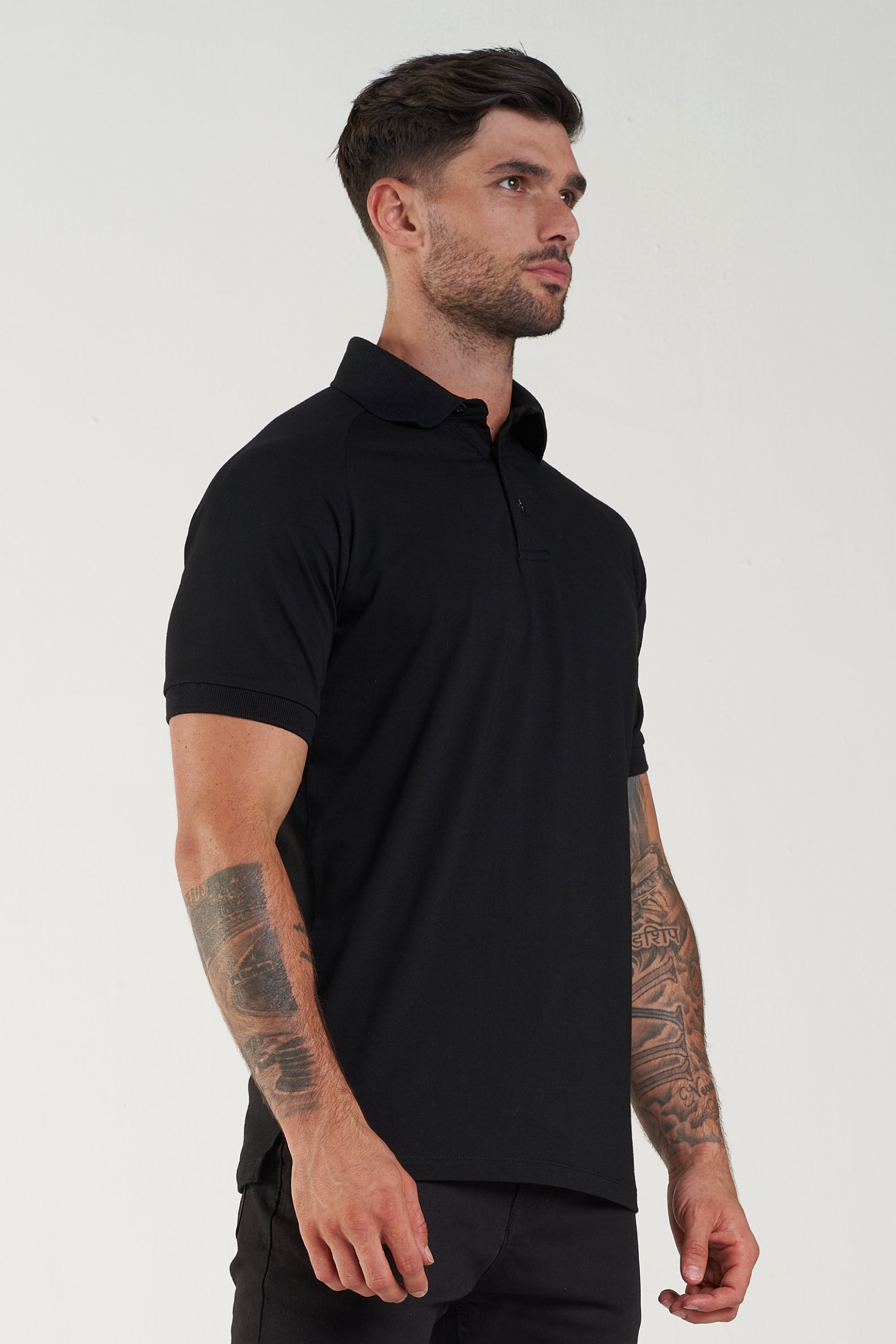 THE MUSCLE BUTTON POLO - BLACK - ICON. AMSTERDAM