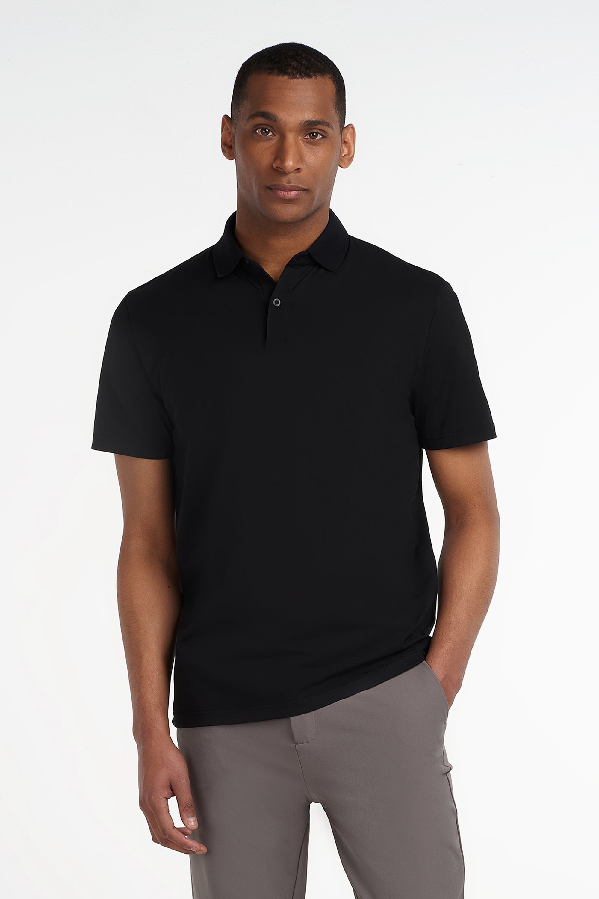 THE REGULAR BUTTON POLO - Black