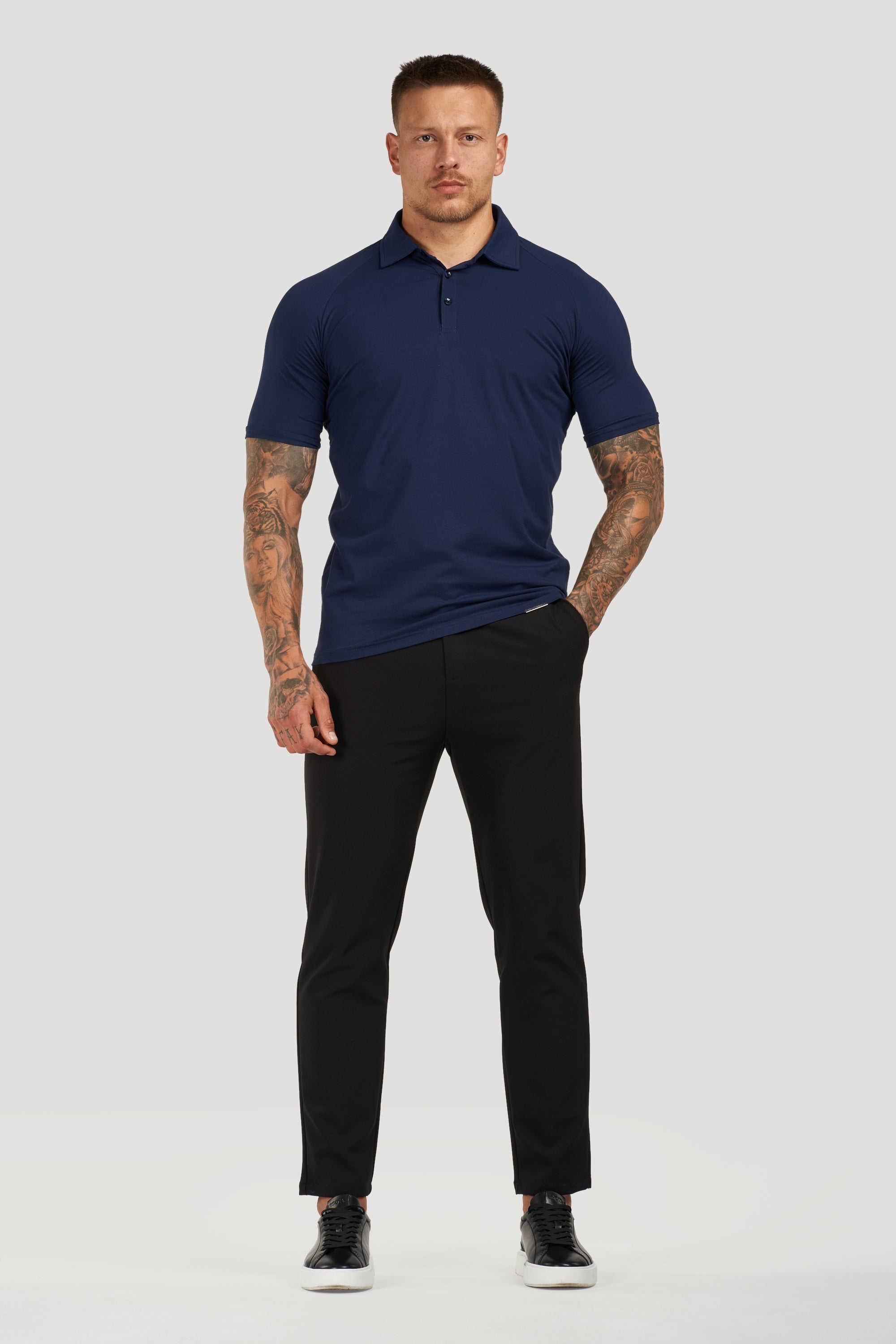 THE MUSCLE BUTTON POLO - AZUL OSCURO