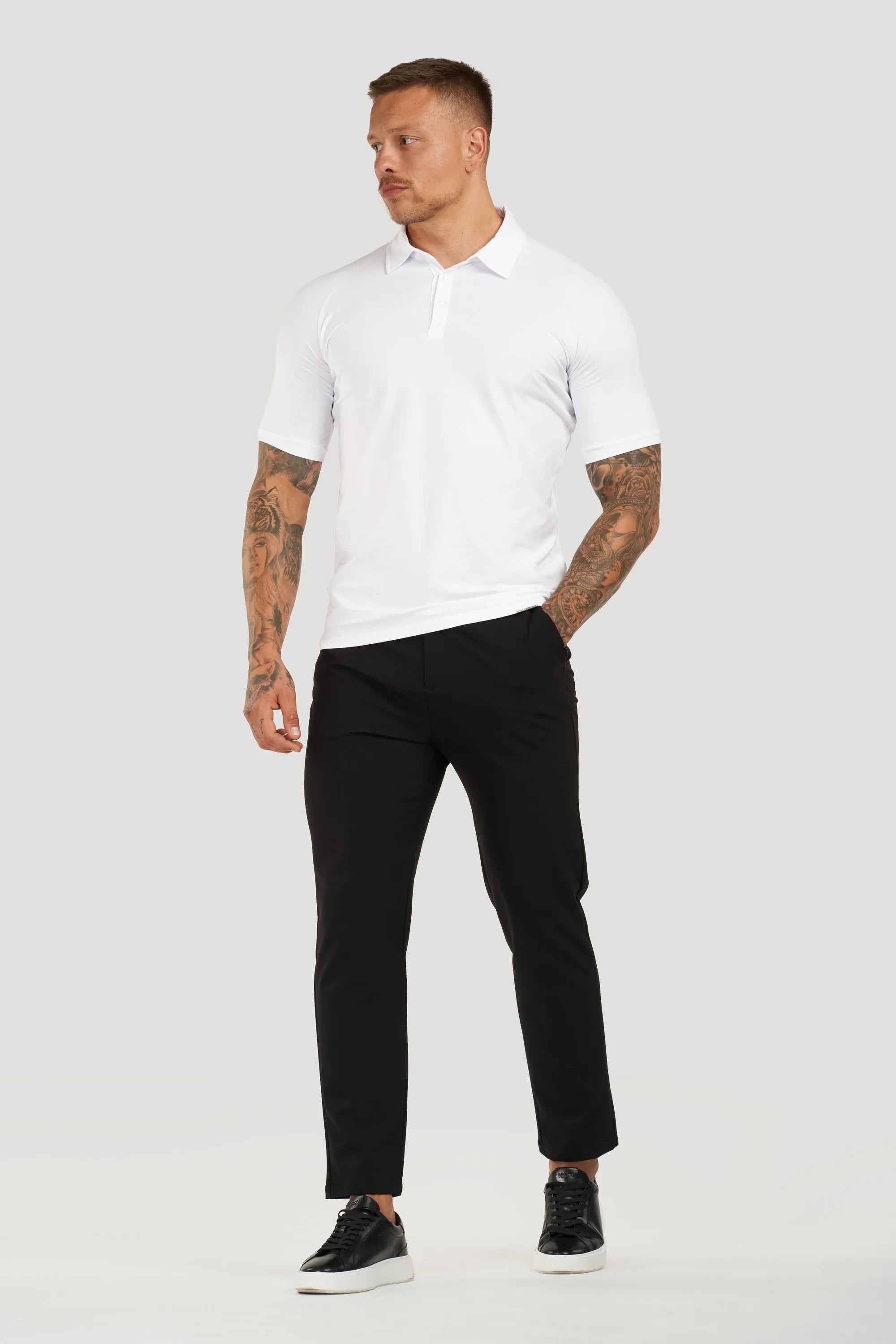 THE MUSCLE BUTTON POLO - WHITE - ICON. AMSTERDAM