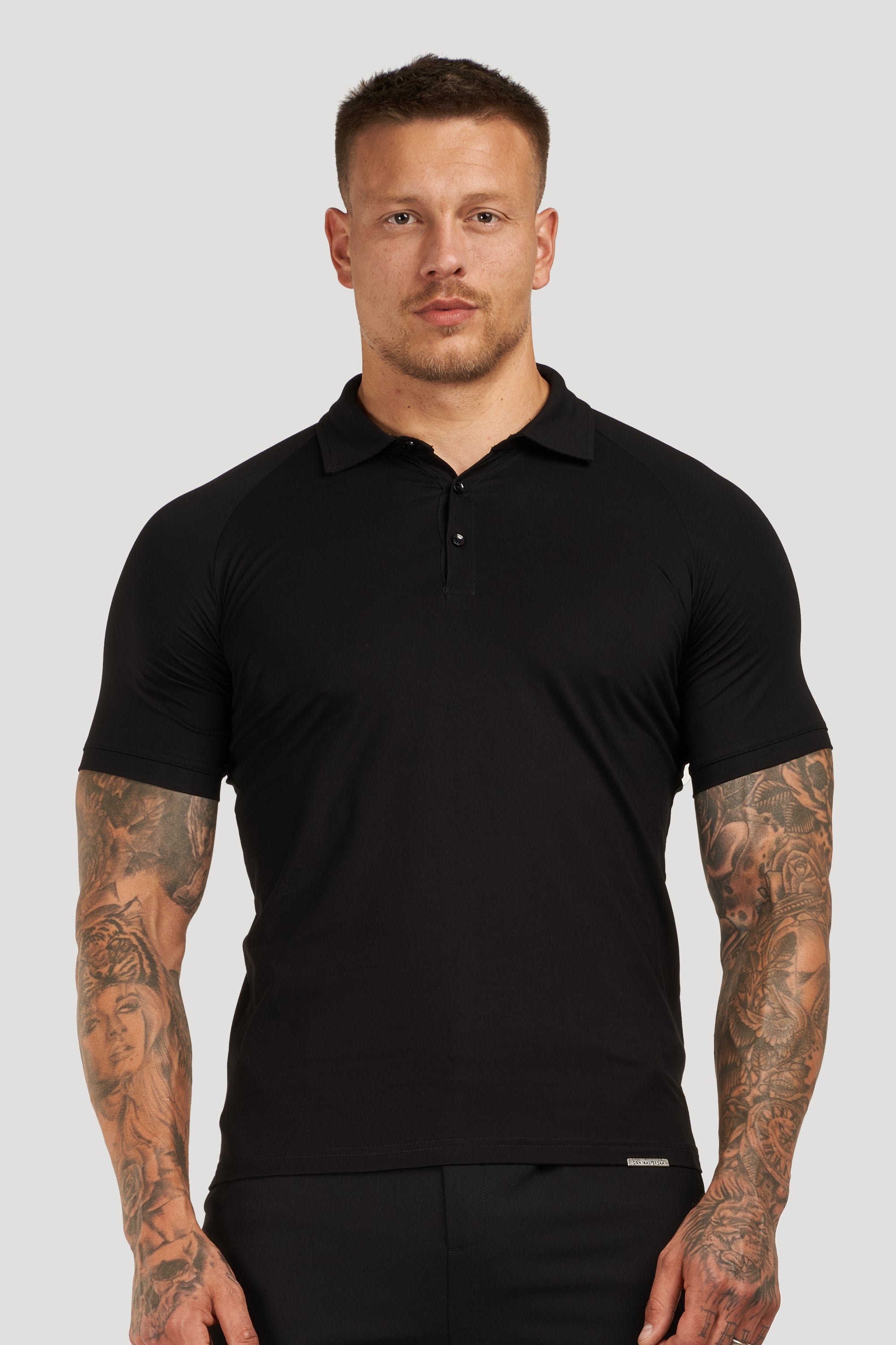 THE MUSCLE BUTTON POLO - NOIR