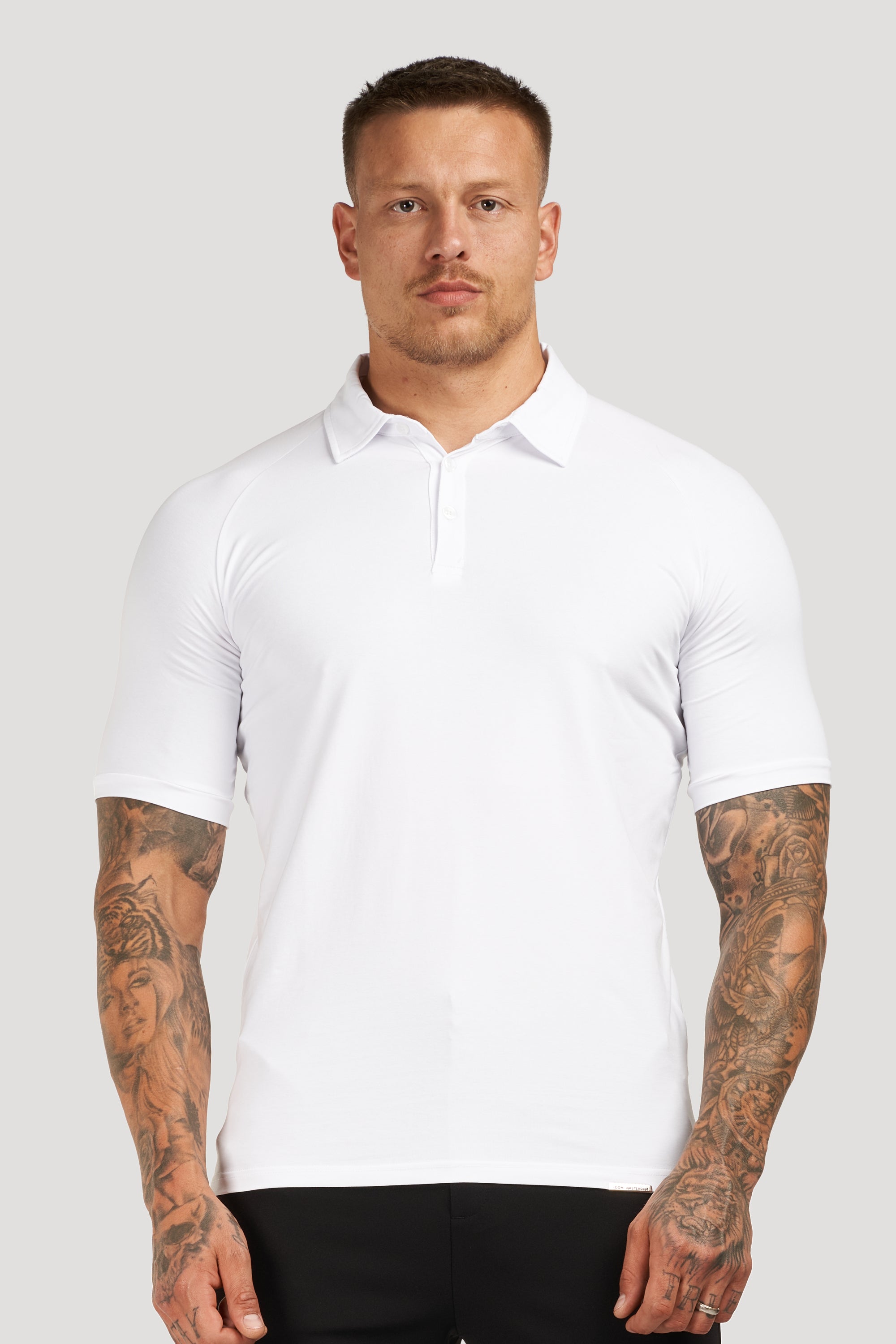 THE MUSCLE BUTTON POLO - BLANC