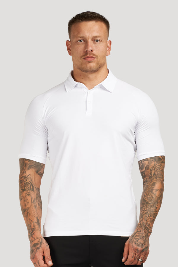 THE MUSCLE BUTTON POLO - WEISS