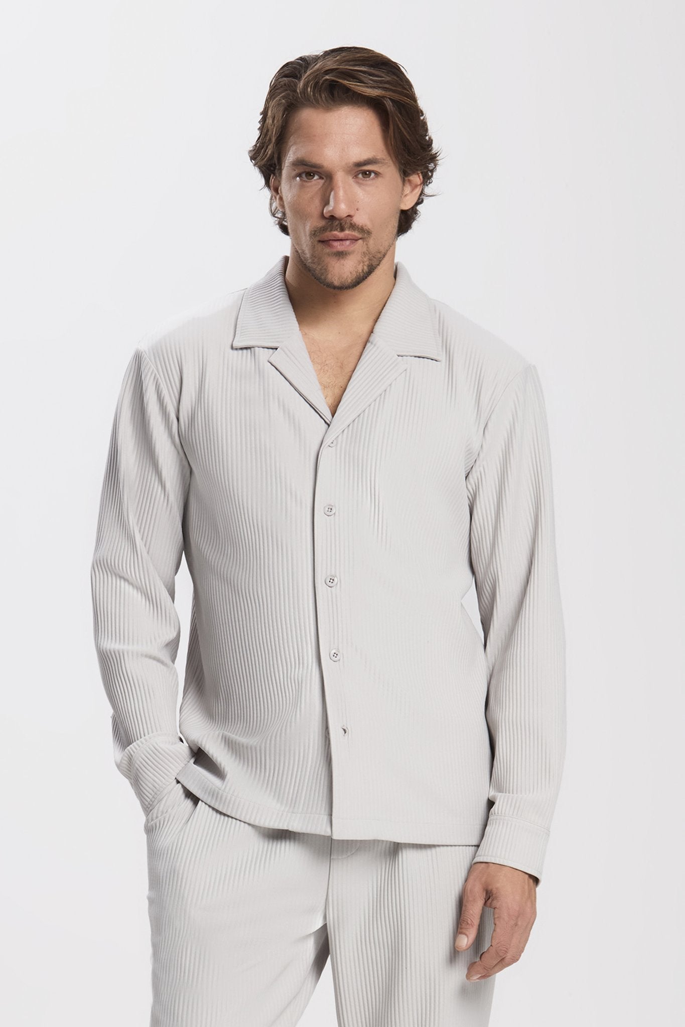 THE PLEATED LONG SET - GREY