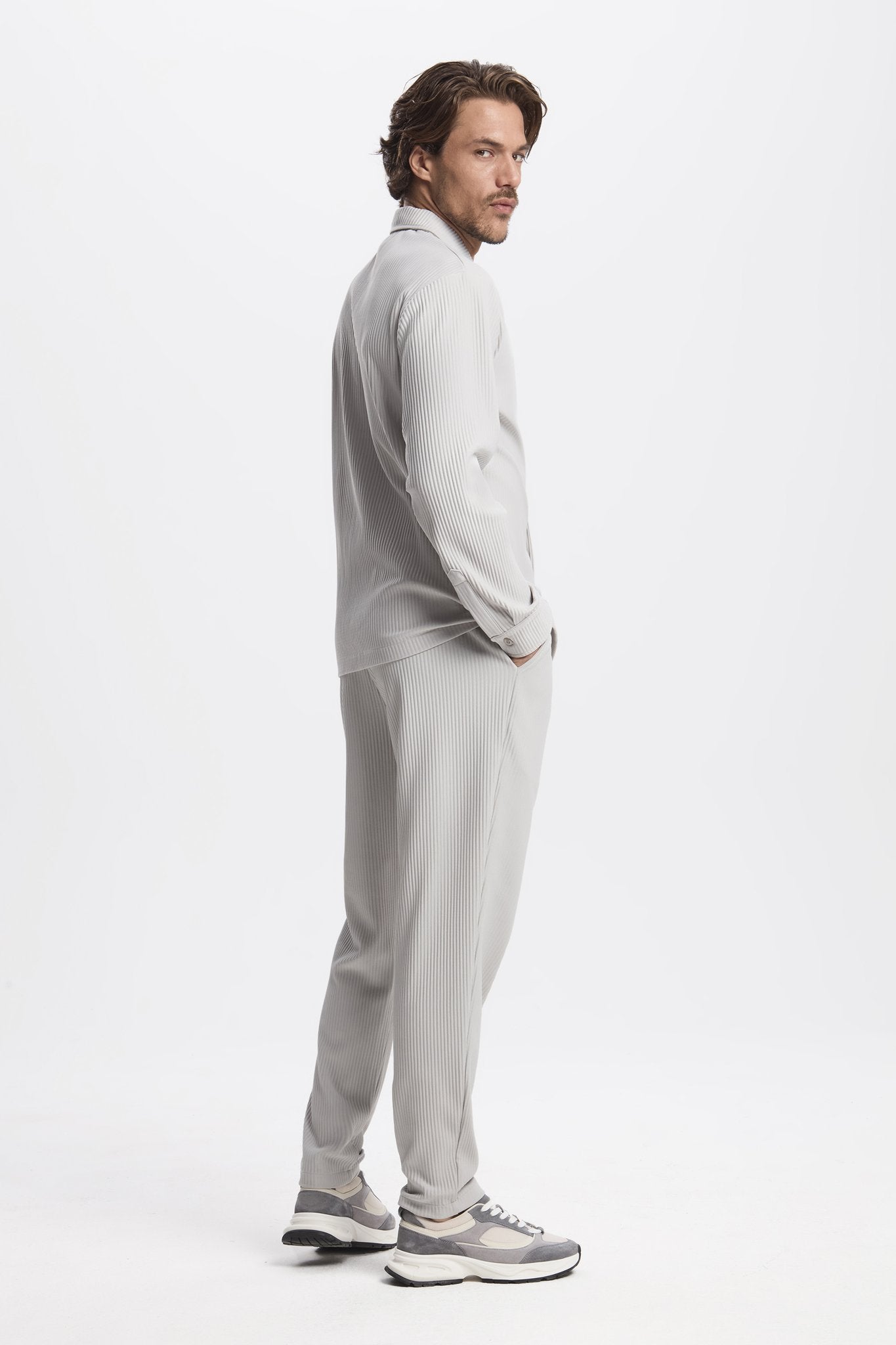 THE PLEATED LONG SET - GREY