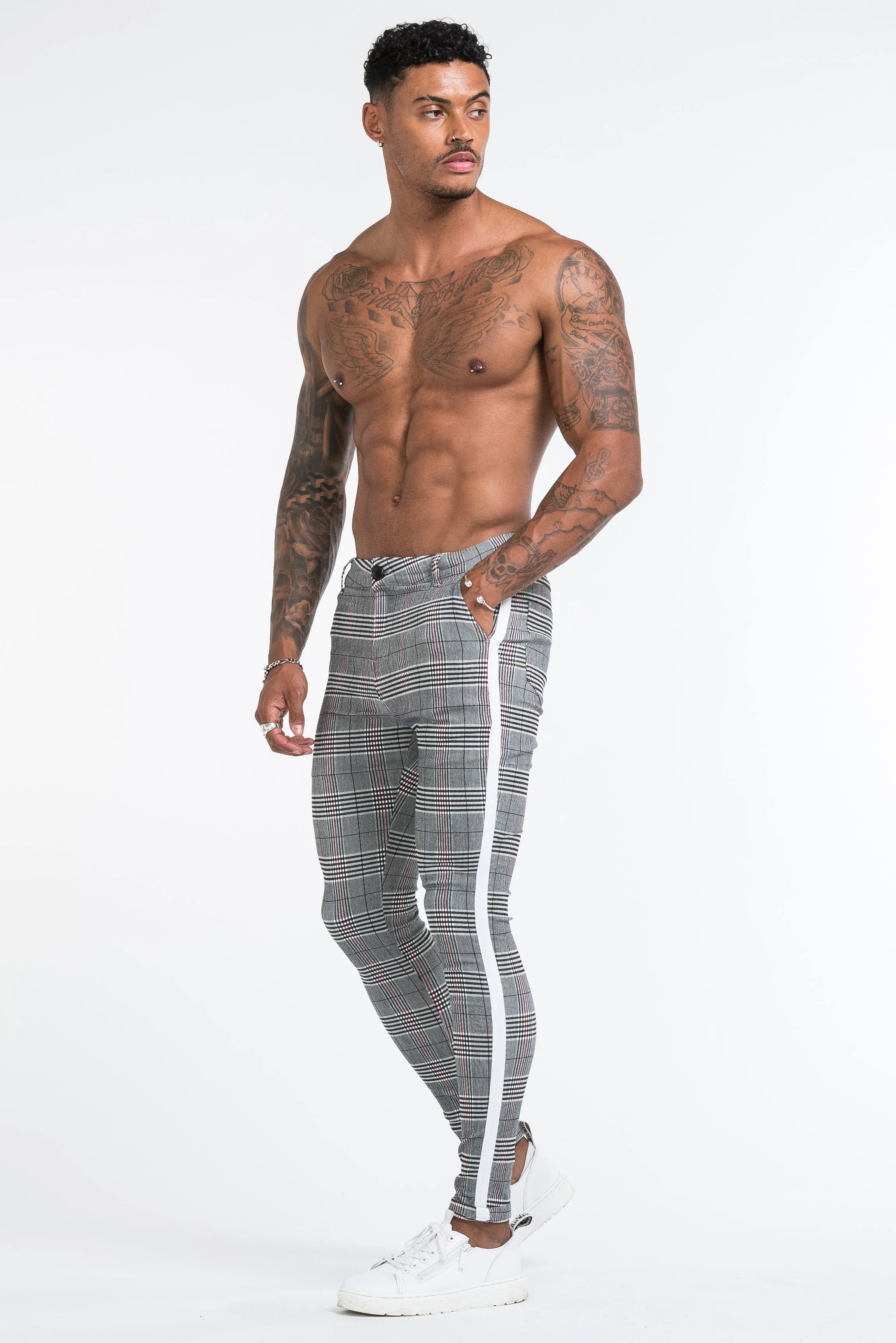 THE VIERA TROUSERS - GREY/WHITE - ICON. AMSTERDAM