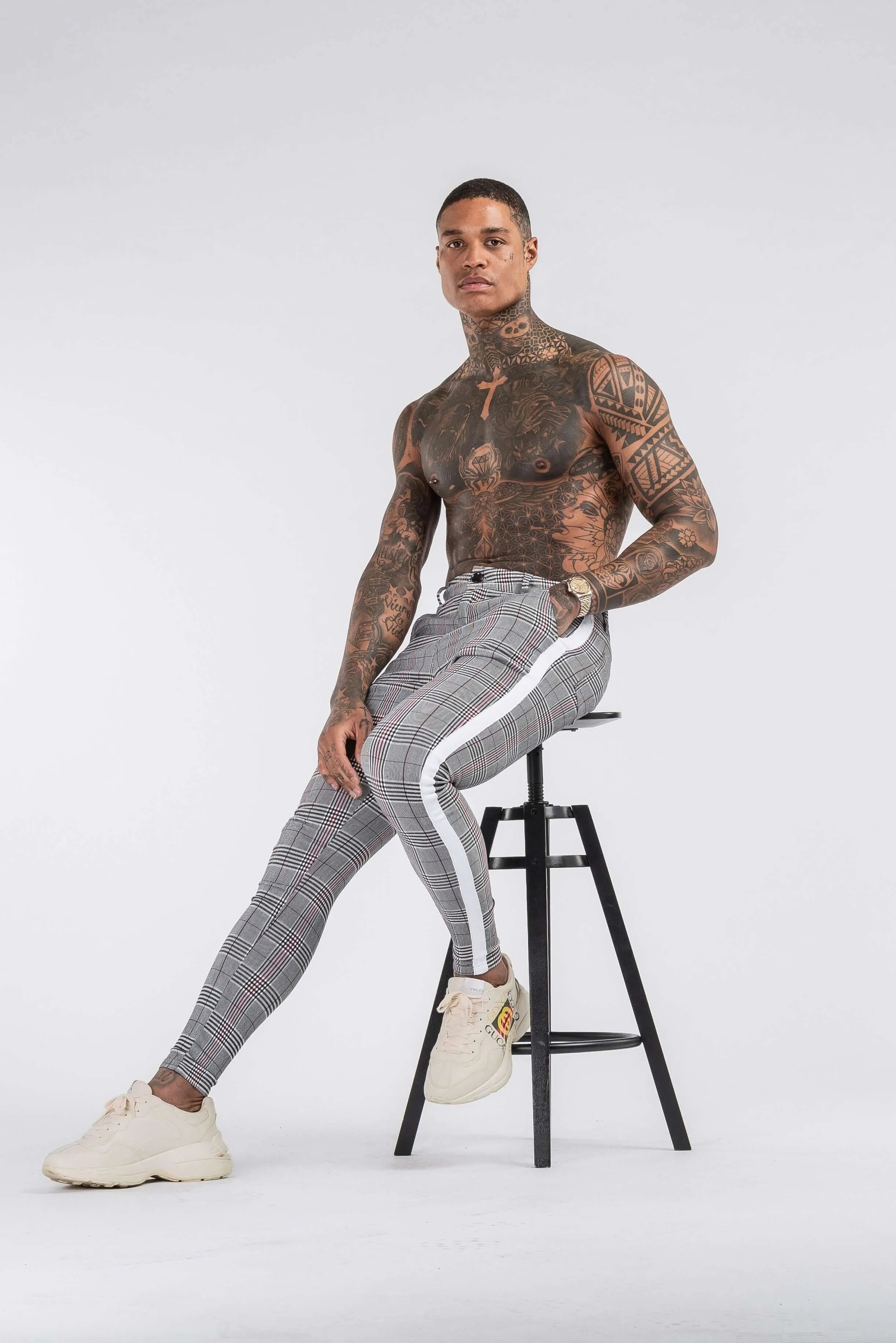 THE VIERA TROUSERS - GREY/WHITE - ICON. AMSTERDAM